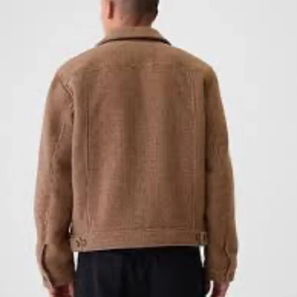 NEW Gap wool houndstooth trucker jacket Medium - Picture 4 of 16